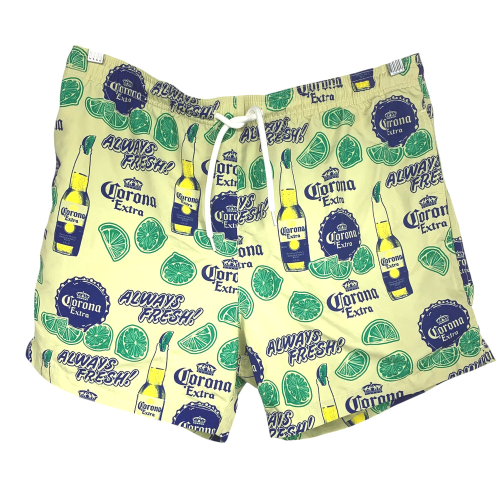 Corona Extra Beer & Lime Swim Trunks Men's Sz M Always Fresh! Bathing Suit